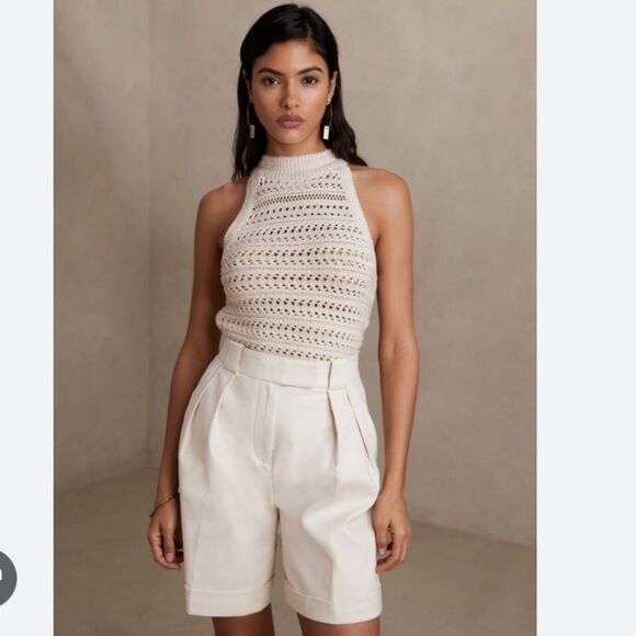 Banana Republic TAMRA COTTON SWEATER TANK Size Large Cream - Picture 2 of 9